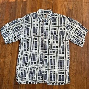 Vintage Men’s Button Up Shirt - 100% Silk, Size Medium